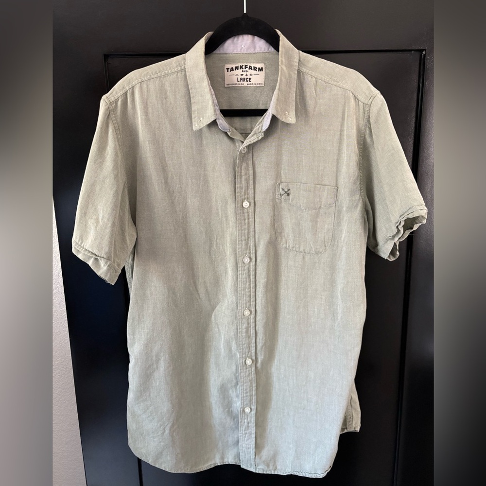 Tank farm light green shirt sleeve button up
